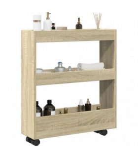 vidaXL Narrow Storage Trolley 3 Tier Sonoma Oak Engineered Wood