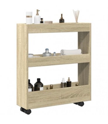 vidaXL Narrow Storage Trolley 3 Tier Sonoma Oak Engineered Wood
