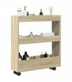 vidaXL Narrow Storage Trolley 3 Tier Sonoma Oak Engineered Wood