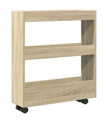 vidaXL Narrow Storage Trolley 3 Tier Sonoma Oak Engineered Wood