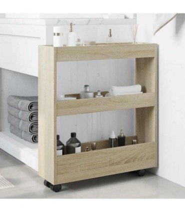 vidaXL Narrow Storage Trolley 3 Tier Sonoma Oak Engineered Wood