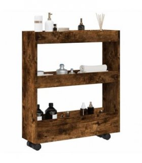 vidaXL Narrow Storage Trolley 3 Tier Smoked Oak Engineered Wood