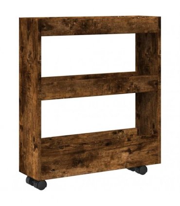 vidaXL Narrow Storage Trolley 3 Tier Smoked Oak Engineered Wood