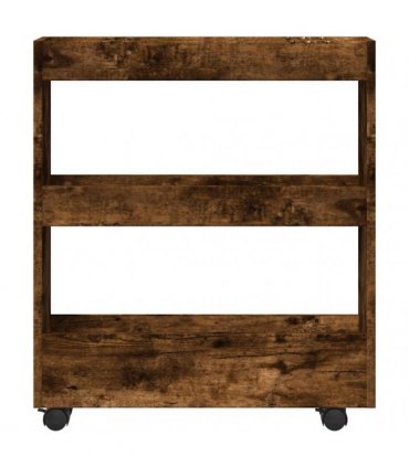 vidaXL Narrow Storage Trolley 3 Tier Smoked Oak Engineered Wood
