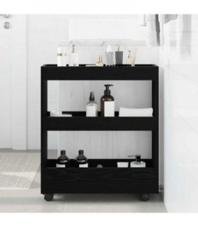 vidaXL Narrow Storage Trolley Black Oak 60 x 18 x 70 cm