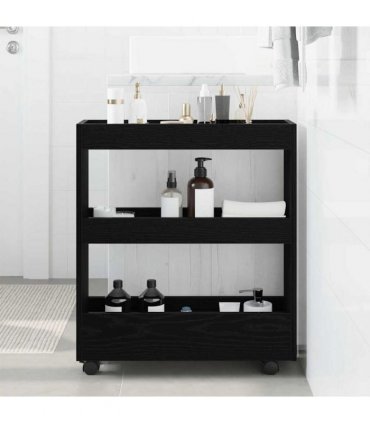 vidaXL Narrow Storage Trolley Black Oak 60 x 18 x 70 cm
