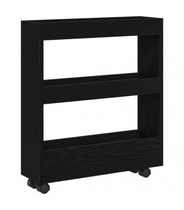 vidaXL Narrow Storage Trolley Black Oak 60 x 18 x 70 cm