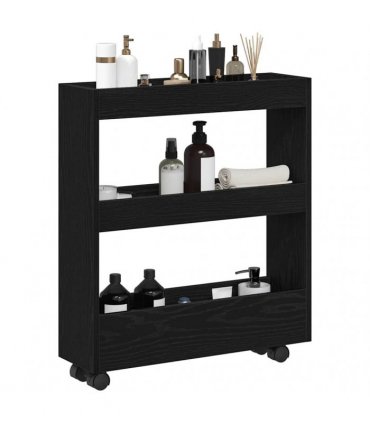 vidaXL Narrow Storage Trolley Black Oak 60 x 18 x 70 cm