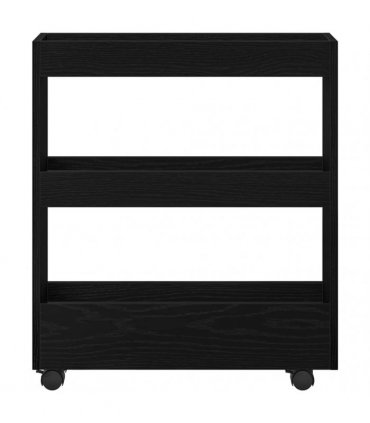 vidaXL Narrow Storage Trolley Black Oak 60 x 18 x 70 cm