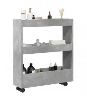 vidaXL Narrow Storage Trolley 3 Tier Concrete Grey Engineered Wood