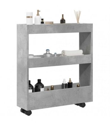 vidaXL Narrow Storage Trolley 3 Tier Concrete Grey Engineered Wood