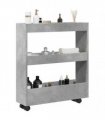 vidaXL Narrow Storage Trolley 3 Tier Concrete Grey Engineered Wood