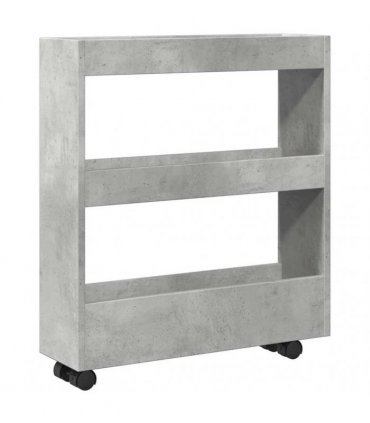 vidaXL Narrow Storage Trolley 3 Tier Concrete Grey Engineered Wood