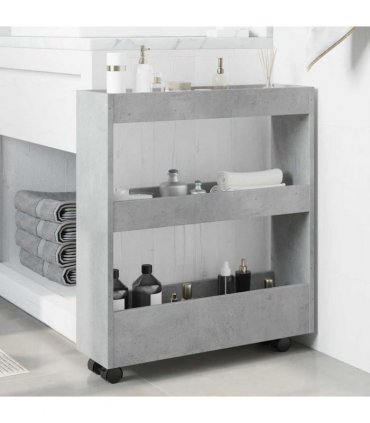 vidaXL Narrow Storage Trolley 3 Tier Concrete Grey Engineered Wood