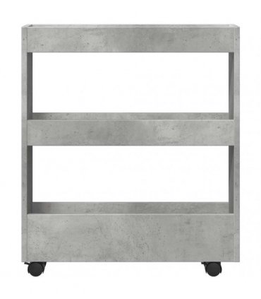 vidaXL Narrow Storage Trolley 3 Tier Concrete Grey Engineered Wood