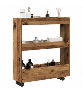 vidaXL Narrow Storage Trolley 3 Tier Old Wood Engineered Wood