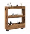 vidaXL Narrow Storage Trolley 3 Tier Old Wood Engineered Wood