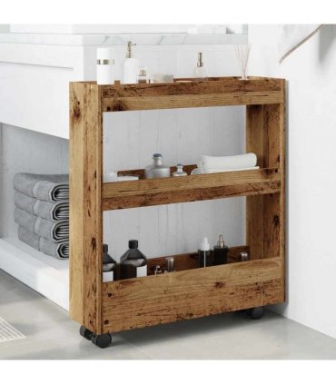 vidaXL Narrow Storage Trolley 3 Tier Old Wood Engineered Wood