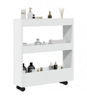 vidaXL Narrow Storage Trolley 3 Tier White Engineered Wood
