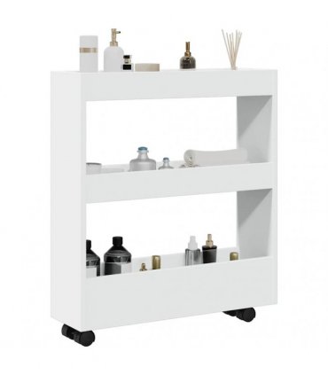 vidaXL Narrow Storage Trolley 3 Tier White Engineered Wood
