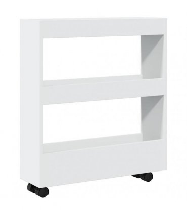 vidaXL Narrow Storage Trolley 3 Tier White Engineered Wood