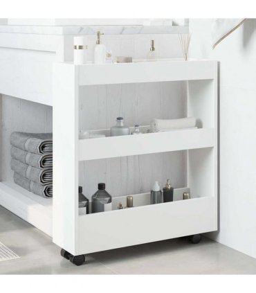 vidaXL Narrow Storage Trolley 3 Tier White Engineered Wood