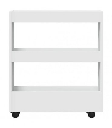 vidaXL Narrow Storage Trolley 3 Tier White Engineered Wood