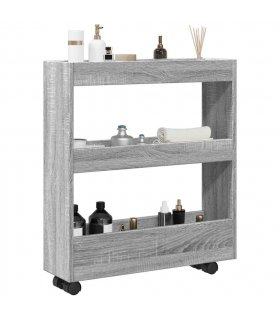 vidaXL Narrow Storage Trolley 3 Tier Grey Sonoma Engineered Wood