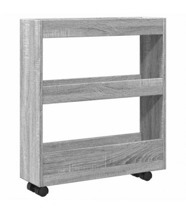 vidaXL Narrow Storage Trolley 3 Tier Grey Sonoma Engineered Wood