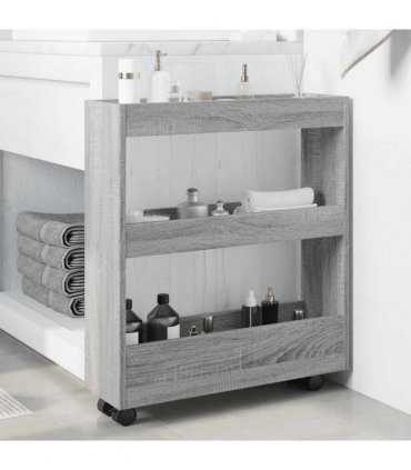 vidaXL Narrow Storage Trolley 3 Tier Grey Sonoma Engineered Wood