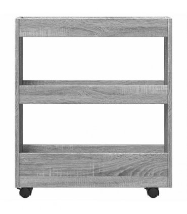 vidaXL Narrow Storage Trolley 3 Tier Grey Sonoma Engineered Wood
