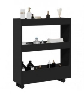 vidaXL Narrow Storage Trolley 3 Tier Black Engineered Wood