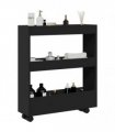vidaXL Narrow Storage Trolley 3 Tier Black Engineered Wood