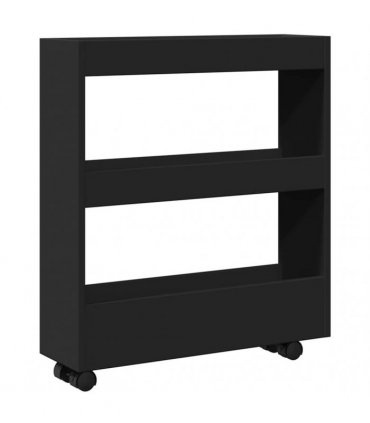 vidaXL Narrow Storage Trolley 3 Tier Black Engineered Wood