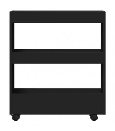 vidaXL Narrow Storage Trolley 3 Tier Black Engineered Wood