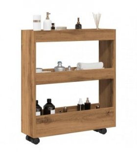 vidaXL Narrow Storage Trolley 3 Tier Artisian Oak Engineered Wood