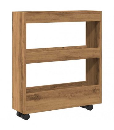 vidaXL Narrow Storage Trolley 3 Tier Artisian Oak Engineered Wood