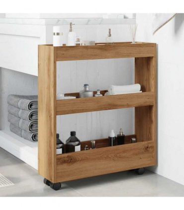vidaXL Narrow Storage Trolley 3 Tier Artisian Oak Engineered Wood