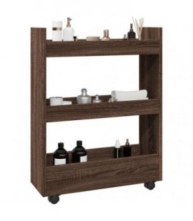 vidaXL Narrow Storage Trolley 3 Tier Brown Oak Engineered Wood
