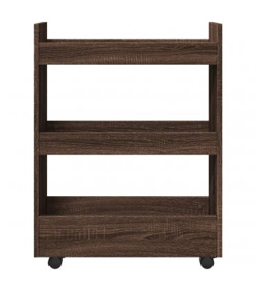 vidaXL Narrow Storage Trolley 3 Tier Brown Oak Engineered Wood