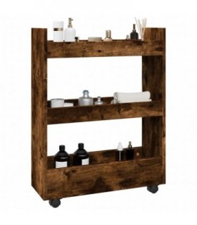 vidaXL Narrow Storage Trolley 3 Tier Smoked Oak Engineered Wood — V0672055253