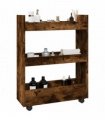 vidaXL Narrow Storage Trolley 3 Tier Smoked Oak Engineered Wood — V0672055253