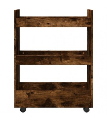 vidaXL Narrow Storage Trolley 3 Tier Smoked Oak Engineered Wood — V0672055253