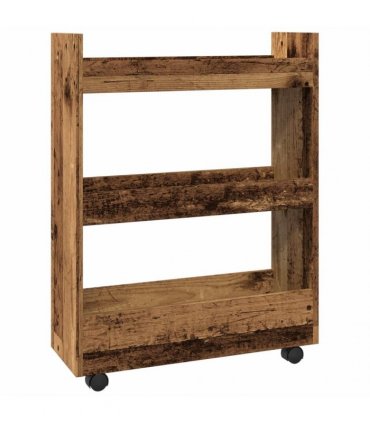 vidaXL Narrow Storage Trolley 3 Tier Old Wood Engineered Wood — V0672055254