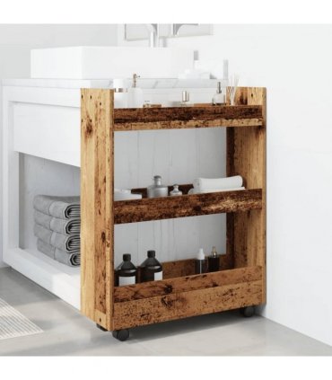vidaXL Narrow Storage Trolley 3 Tier Old Wood Engineered Wood — V0672055254