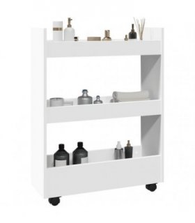 vidaXL Narrow Storage Trolley 3 Tier White Engineered Wood — V0672055255