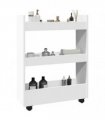 vidaXL Narrow Storage Trolley 3 Tier White Engineered Wood — V0672055255