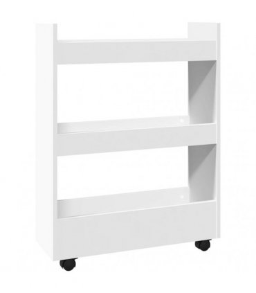 vidaXL Narrow Storage Trolley 3 Tier White Engineered Wood — V0672055255