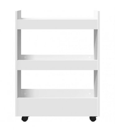 vidaXL Narrow Storage Trolley 3 Tier White Engineered Wood — V0672055255