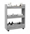 vidaXL Narrow Storage Trolley 3 Tier Grey Sonoma Engineered Wood — V0672055257